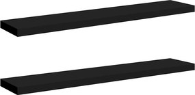 vidaXL 2 db fekete MDF lebegő fali polc 120 x 23,5 x 3,8 cm