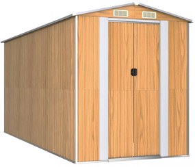 világosbarna horganyzott acél kerti fészer 192 x 440 x 223 cm