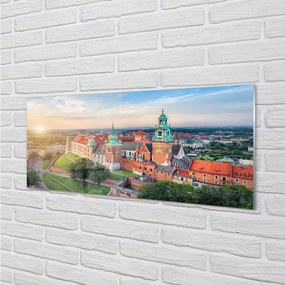 Üvegképek Krakow vár panoráma napkeltekor 100x50 cm