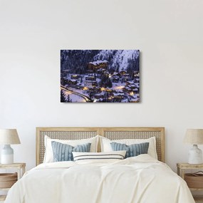 Kép - téli hegyi város (90x60 cm)