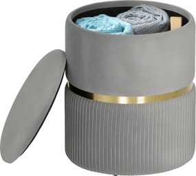 HOMCOM kerek velúr hatású tárolós puff levehető tetővel — 36,1 x 36,1 x 43,9 cm, világosszürke | Aosom