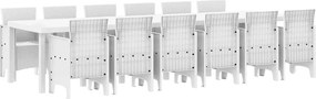 vidaXL Kert étkező szett 13 pcs Fehér Polt rattan