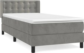 vidaXL világosszürke bársony rugós ágy matraccal 100 x 200 cm