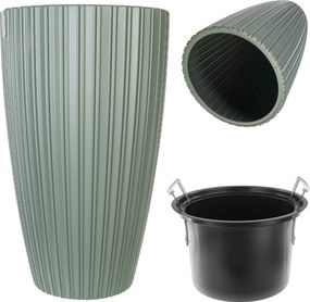 Virágtartó 30cm Fedő Betéttel Virágágyás Műanyag Zöld