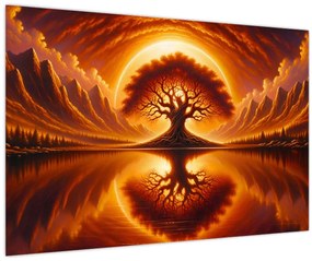 Kép – Fa a véres napban (90x60 cm)