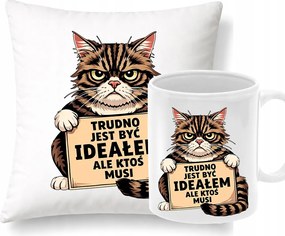 Párna Bögre Szett Nehéz tökéletesnek lenni, de valakinek ajándékba kell adnia a macskát