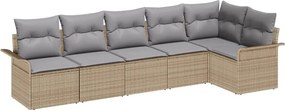 vidaXL Kerti Kanapé Szett párnával tárolóval 6 pcs Bézs Poli rattan