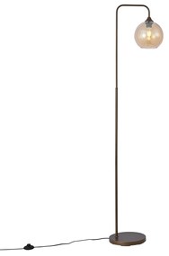 Art Deco állólámpa sötét bronz színben borostyán üveggel - Sandra