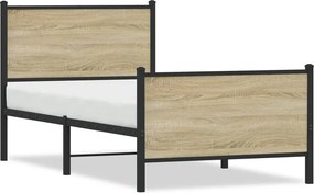 vidaXL sonoma tölgy színű fém ágykeret matrac nélkül 80 x 200 cm