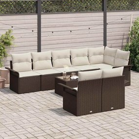 Kerti Kanapé Szett párnával tárolóval 9 pcs Barna Poli rattan