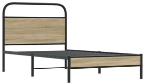 ágykeret matrac nélkül 107x203 cm füstölt tölgy fűrészelt fa