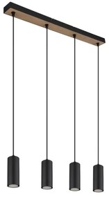 Globo 57911-4HBW - Csillár zsinóron ROBBY 4xGU10/35W/230V fekete/barna