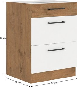 Alsó szekrény, lancelot tölgy/ fehér extra magas fényű HG, VEGA D60 3S BB
