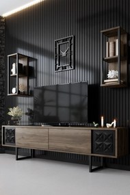 TV szekrény Black Line - Walnut, Black