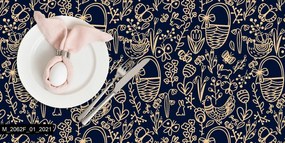 Mg Tk Abrosz Húsvéti nyomtatás K009 sötétkék/arany 160cm