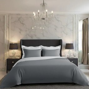 Luxury Collection szatén ágynemű, fehér/sötétszürke, 140 x 200 cm, 70 x 90 cm, 140 x 200 cm, 70 x 90 cm