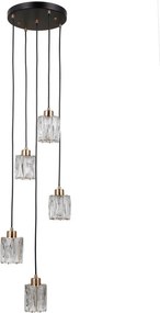 Italux modern függeszték torno matt fekete átlátszó arany itxpnd-40813-5rbkhbr