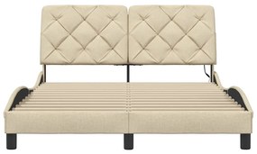 krémszínű szövet ágykeret LED-ekkel matrac nélkül 140 x 190 cm