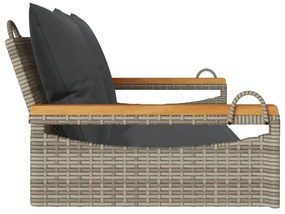 szürke polyrattan hintapad párnákkal 109 x 62 x 40 cm