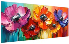 Kép - Öt színes virág (120x50 cm)