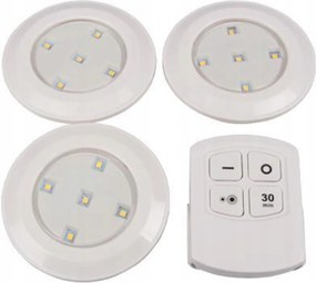 3x Öntapadós Led lámpa Akkumulátoros szekrényhez Távirányító