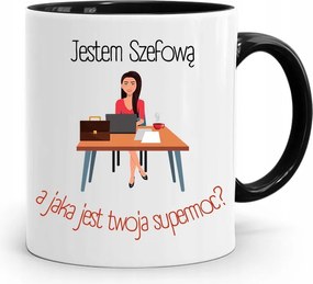 Bögre Fekete Főnök Ajándék Én Vagyok A Főnöknő, fényképes nyomattal