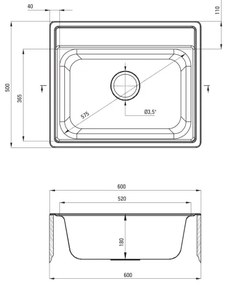 Deante ZYU_0103 - SOUL konyhai mosogató 50x60 cm szatén