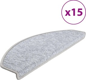 vidaXL 15 darab világosszürke lépcsőszőnyeg 65 x 24 x 4 cm