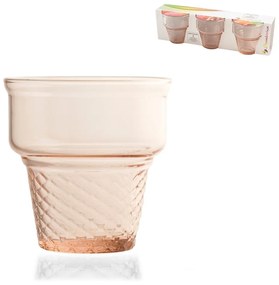 3 pohár szett Cornet, Pasabahce, 245 ml, üveg, rózsaszín
