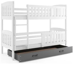 Gyerek emeletes ágy KUBUS tárolóhellyel 90x200 cm - fehér Szürke