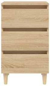 Tölgyszínű éjjeliszekrény tömör fa lábakkal 40 x 35 x 69 cm