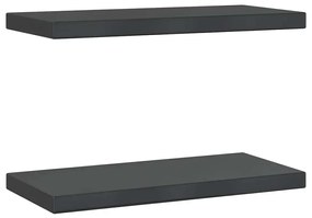 2 db fekete rozsdamentes acél fali polc 50 x 23,5 x 3 cm
