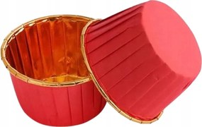 Muffin papírok, merevített bögrék Piros-arany 50db