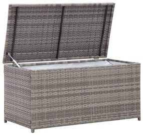 Szürke polyrattan kerti tárolóláda 100 x 50 x 50 cm