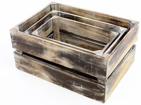 DIVERO Kerti fa tároló doboz 3 db VINTAGE 44 x 28 x 19 barna