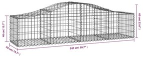 íves horganyzott vas gabion kosár 200x50x40/60 cm