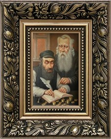 Vászonkép 25x20 Pénzszámláló Zsidó Arany Díszített Keret