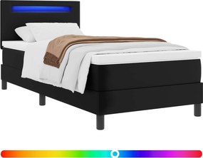 vidaXL Boxrugós ágy matracmal fejtámlával Fekete 100 x 200 cm Műbőr