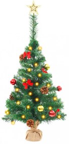 zöld megvilágított műkarácsonyfa gömbökkel 64 cm