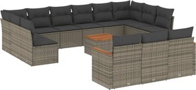 vidaXL 14 részes szürke polyrattan kerti ülőgarnitúra párnákkal