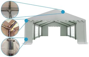 Szilárd és kiváló minőségű party sátor piros és fehér színben 5m x 6m
