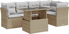 vidaXL 6 részes bézs polyrattan kerti ülőgarnitúra párnával