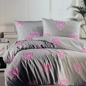 Pamut ágyneműk Love pink TiaHome - 1x Párna 90x70cm, 1x Paplan 140x200cm