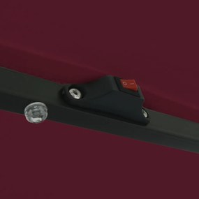 Kerti Napernyő LED Fénnyel ø395x245 cm Bordeaux Piros