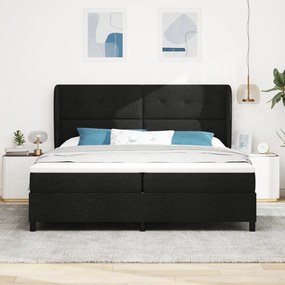 Boxspring Ágy Matraccal Fekete 200x200 cm Textil