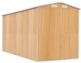 világosbarna horganyzott acél kerti fészer 192 x 440 x 223 cm