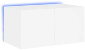 fehér falra szerelhető TV-szekrény LED-lámpákkal 60x35x31 cm