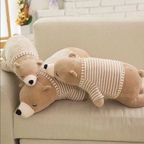 Gyerekjáték Kawaii Rajzfilm baba medve párna Szuper puha alvópárna Jegesmedve plüss baba Állat plüssjáték Kitömött alvó medve Micimackó BARNA 35 cm RUHÁVAL