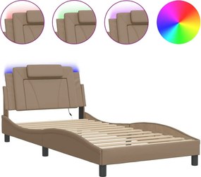 vidaXL cappuccino színű ágykeret Viana LED-ekkel matrac nélkül 100 x 200 cm