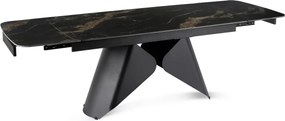 Kihúzható kerámia étkezőasztal 160–240 cm méretben, fekete márvány/fekete színben VERONA